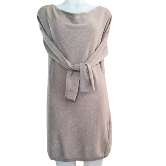 White House Black Market Dresses & Skirts - *SOLD*WHBM Slouchy Neck Tan Sweater Dress Cashmere Blend Medium